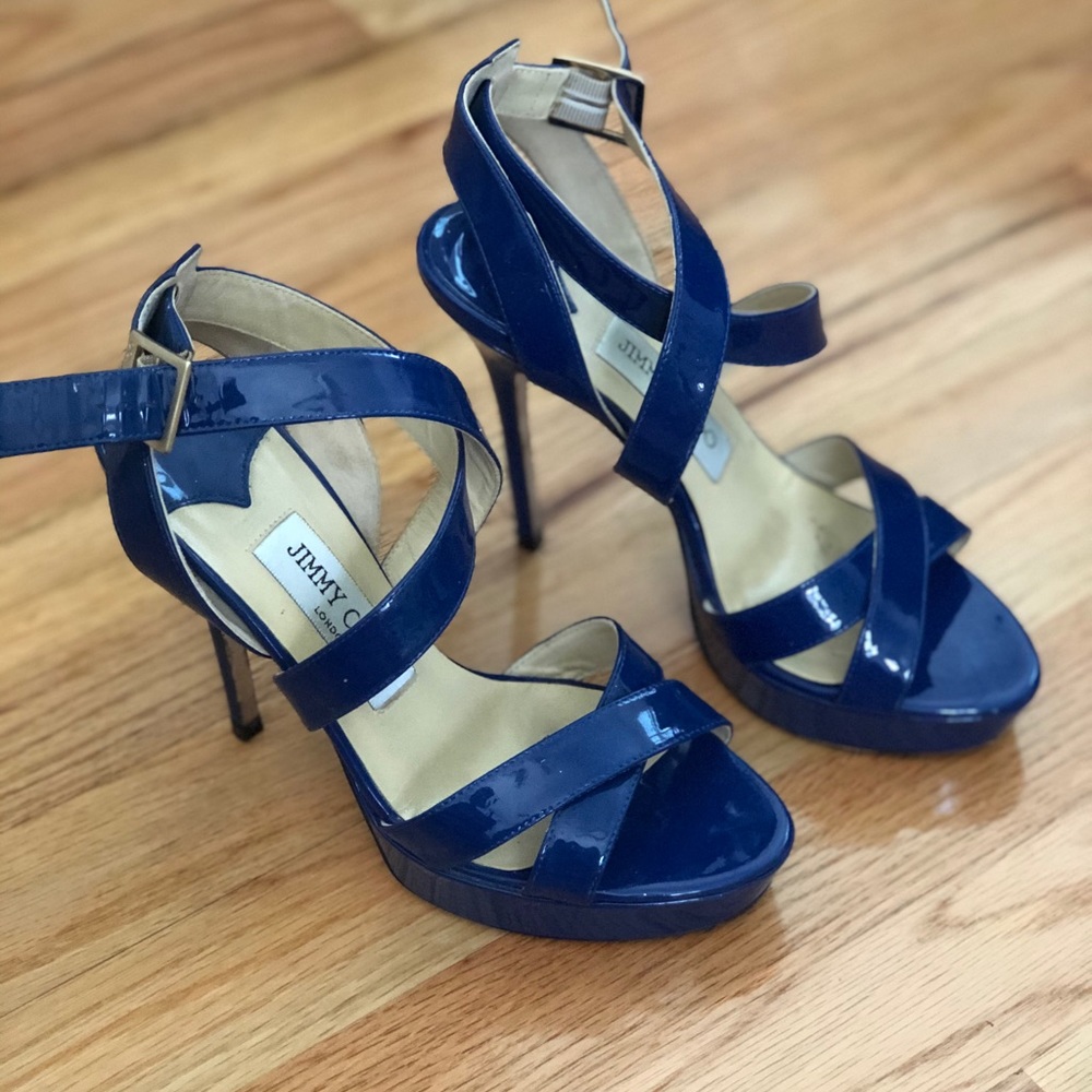 Jimmy Choo Blue Patent Leather Heel